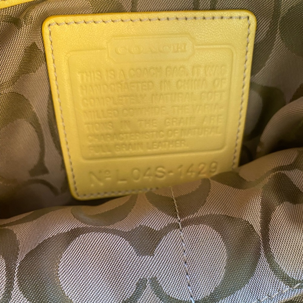 Coach Yellow Pebbled Leather Shoulder Bag with Charm Chain Accents - Picture 5 of 5